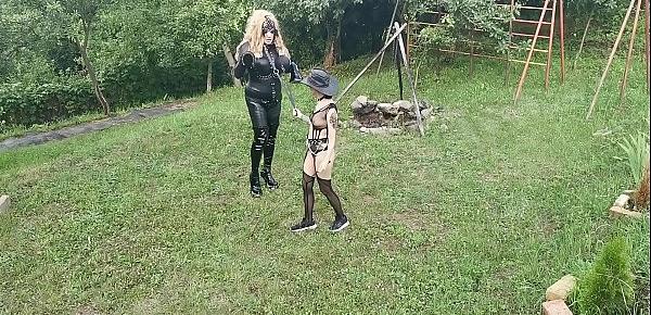  Horse training for blonde TV TS cunt by sexy goth domina pt1 HD